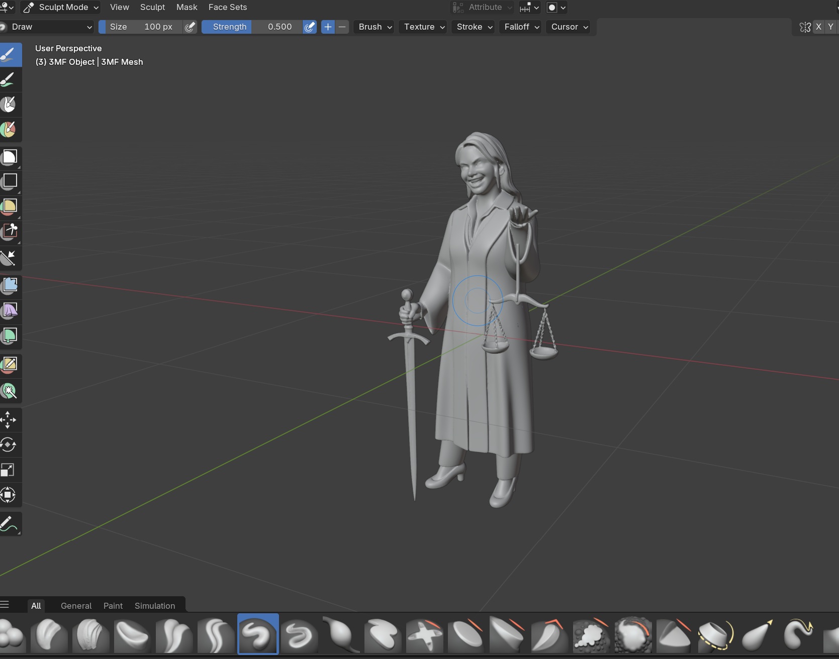 Lady of Justice – 3D-Modell in Blender