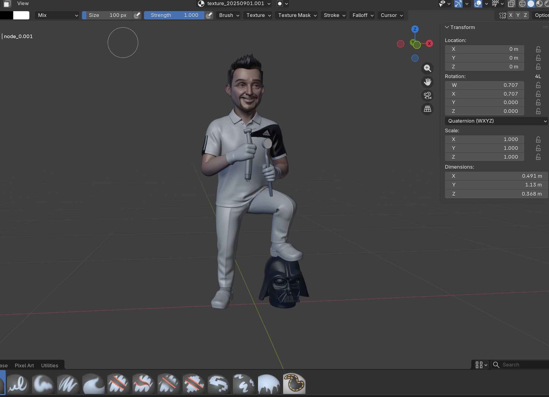 3D-Modell in Blender – Der Zahnarzt mit Darth-Vader-Sockel